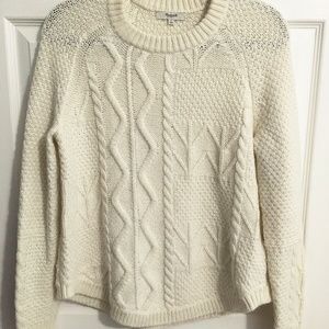 Madewell Cream Block Stitch Cable Knit Sweater - S
